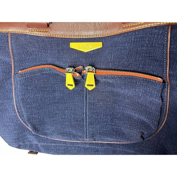 Kipling Crossbody Handbag Tote Purse Navy With Yellow Accents EUC - Picture 2 of 16